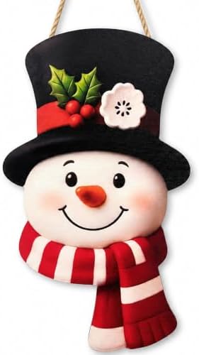 Christmas Decorations - Winter Snowman Wooden Welcome Sign for Front Door by OHOME