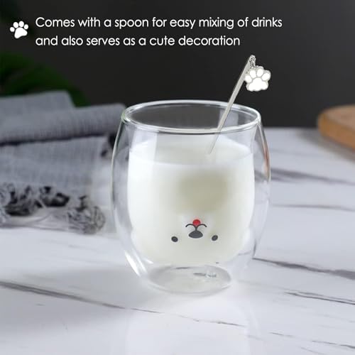 Binoster Dog Mug Cute Mugs Glass Double Wall Insulated Glass Espresso Cup, Coffee Cup, Tea Cup, Milk Cup,Kawaii Gift for Office and Personal Birthday Christmas (Happy Dog) - Image 2