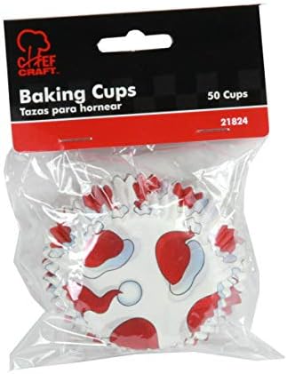 Chef Craft Paper Patterned Cupcake Liners, 50 count, White/Red - Image 3