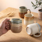 HASENSE Coffee Mugs, 15OZ Ceramic Cups Set of 4, Two-Tone Reactive Glaze - Image 7