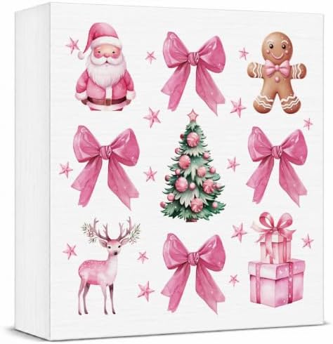 Coquette Vintage Bow Christmas Gifts - Wooden Box Sign, Winter Latte Santa Presents, Tree & Home Decor by Unknown