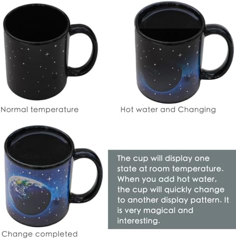 Kmiles Heat Changing Starry Earth Moon Mug Colour Changing Magical Coffee Mug Tea Cup 12 Ounce - Novelty for Xmas Funny Gifts - Image 3