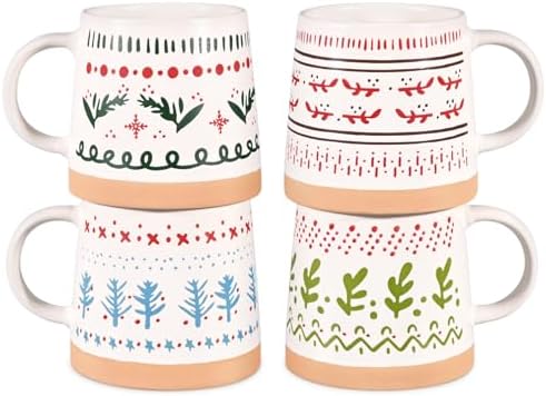 Maustic Christmas Mugs Set of 4, Christmas Coffee Mugs, Ceramic Holiday Mug for Hot Cocoa, Hot Chocolate, Coffee, Tea, Family Gifts, 14 Oz, Microwave & Dishwasher Safe - Image 7
