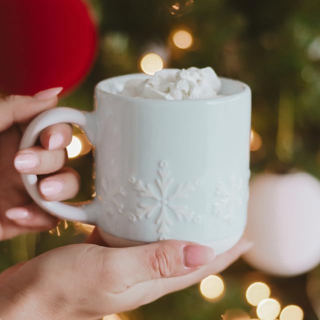 Sweet Water Decor Snowflake Coffee Mug, 14oz Stoneware Christmas Mug, Dishwasher & Microwave Safe, Large Holiday Winter Cup for Coffee, Tea & Hot Chocolate, Stocking Stuffer Gifts for Women - Image 4