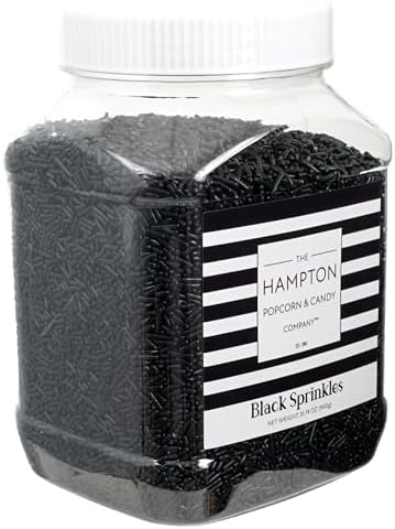 Black Sprinkles Jimmies 1.98 Pounds Container, Sprinkles For Cake Decorating, Cake Sprinkles, Sprinkles For Baking, Ice Cream & More, The Hampton Candy Company by TheHamptonPopcornCandyCompany