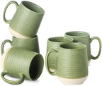 HASENSE Porcelain Coffee Mugs Set of 6, 15 Ounce Large Ceramic Coffee Cups Set with Handle for Latte, Tea, Cocoa and Hot Chocolate, Green Coffee Mugs for Men and Women, Microwave Safe by Hasense