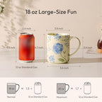 18 oz Large Ceramic Coffee Mug, Porcelain Tea Cup with Big Handle - Image 3