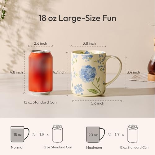 18 oz Large Ceramic Coffee Mug, Porcelain Tea Cup with Big Handle - Image 3
