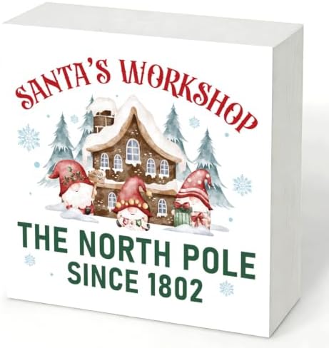 Santa Workshop Sign, Christmas Decoration, Funny Christmas Wooden Box Sign, Farmhouse Home Decoration, Santa Gnome Signs, Holiday Decor, Front Door Signs by Unknown
