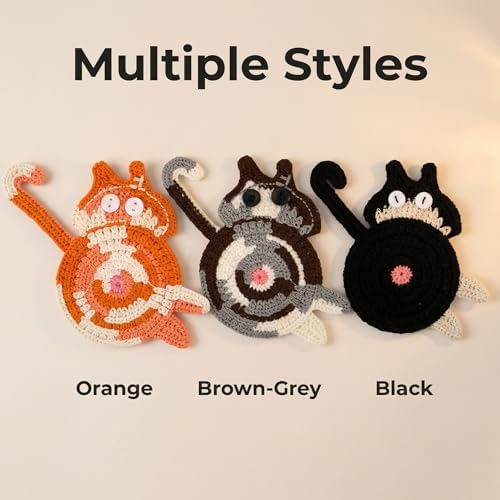 Coasters Gifts for Cat Lovers 3PCS Cat Coaster Woven Creative Cat Coaster - Image 3