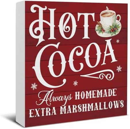 Hot Cocoa Bar Decorations - Christmas Decor, Hot Chocolate Bar Wooden Sign by EUDOSI