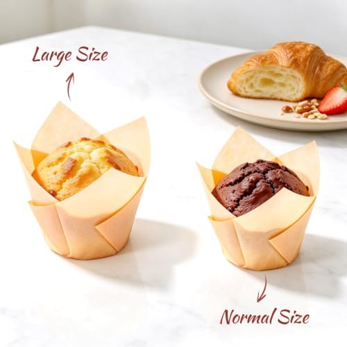 120pcs Jumbo Natural Tulip Cupcake Liners, Greaseproof Muffin Liners - Image 4