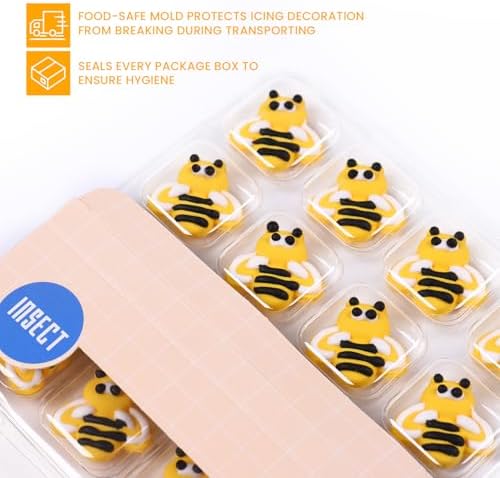Edible Bees Cake Decorations, 16 pcs Bee Cake Decorations, Edible Bee for Cupcakes, Ice Cream, Waffles, Cookies, Cake, Macaron - Image 2