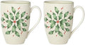 Lenox Hosting the Holidays Holly Porcelain Christmas Mug Set for 2, 14oz by Lenox