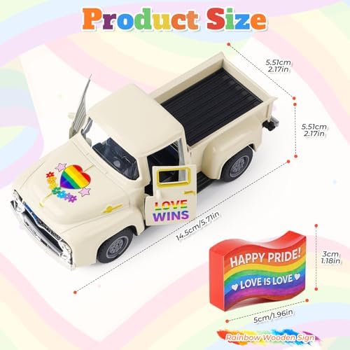 Pride Rainbow Truck Decor, LGBTQ Pride Month Decorations, Tiered Tray Decor, Love is Love Tabletop Centerpiece, Rustic Farmhouse Rainbow Home Kitchen Party Decor - Image 3
