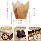 200pcs Tulip Cupcake Liners, Premium Muffin Liners Holders for Baking Cups, Greaseproof Cupcake Wrappers in Standard Size, Classic Parchment Paper Cupcakes Liner for Party, Christmas by JIRNGLA - Image 2