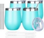 MEZMUT 12 Oz Insulated Wine Tumbler Bulk with Lid Wine Glass(Teal,4 Pack) by MEZMUT