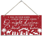 Fall On Your Knees Sign, Christmas Hanging Wood Sign, Winter Decorative Wall Signs, Red Winter Wooden Door Signs, Farmhouse Outdoor Wood Christmas Decor, Xmas Wall Art 6x12 Inches by Unknown