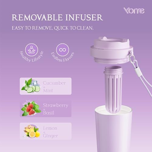 YOME 17oz Light Purple Ceramic Lined Insulated Coffee Mug with Infuser for Women Gift | One-handed Pop Open Lid | Stainless Steel |Keep Drinks Cold and Hot| 100% Leak Proof - Image 4