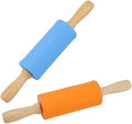 Mini Silicone Rolling Pin for Kids, Non-stick Surface Wood Handle, 9 Inch 2 Pack by Honglida