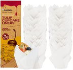 Katbite Tulip Cupcake Liners 200PCS, Standard Size Muffin Baking Cups White by katbite
