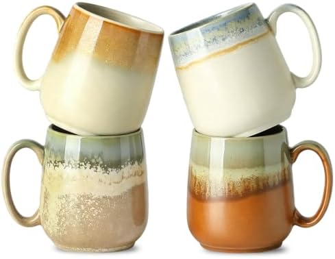 HASENSE Ceramic Coffee Mugs Set of 4, 16 oz Large Reactive Glaze Mugs by Hasense