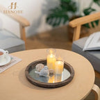 Hanobe Round Wood Candle Holder Trays, Coffee Table Decor for Centerpieces - Image 3