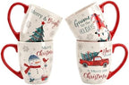 Topadorn 18 oz Christmas Ceramic Coffee Mugs with Handle, Tea Cup Set of 4 by Topadorn