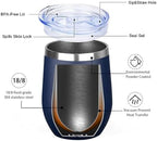 MEZMUT 12 Oz Insulated Wine Tumbler with Lid Wine Glass Coffee Cup(Navy,1) - Image 6