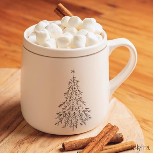 Karma Gifts, Winter White Mug, Pinecone, 18 OZ - Image 4