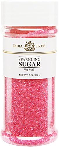India Tree Pink Sparkling Sugar, Coarse Decorating Sugar, 7.5 oz Jar by IndiaTree