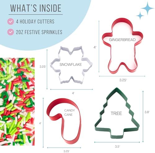 Sweets Indeed Christmas Cookie Cutters with Sprinkle Mix, Baking and Decorating Kit - Image 2