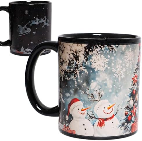 Kmiles Heat Changing Christmas Deer/Tree Snowman Mug Colour Changing Magical Coffee/Tea Cup 12 Oz, Blue/White, Wonderful Christmas Gifts. by Kmiles
