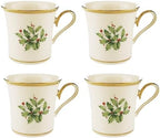 Lenox Holiday Christmas Porcelain Mug Set for 4, 12oz by Lenox