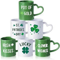 St Patrick's Day Irish Coffee Mugs Set of 6,10 oz Ceramic St. Paddy's Day Mugs with Heart Shaped Handle, Green Shamrock Clover Coffee Mug, Irish Glasses Lucky Gifts for Home Party Decor 2026 by Pickmesh
