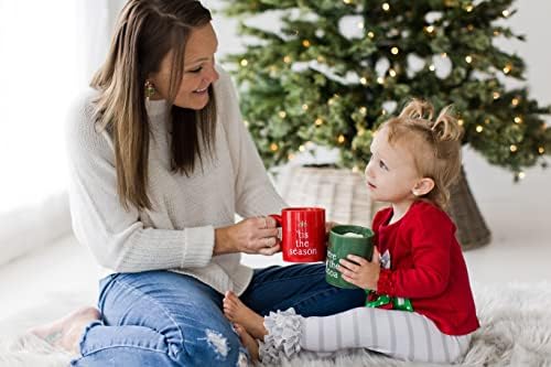 Pearhead Holiday Mug Set, Here for the Cocoa & Tis the Season, Set of 2 - Image 3