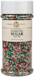 India Tree Holiday Blend Sparkling Sugar, Red Green White Sugar, 7.5 oz Jar by IndiaTree