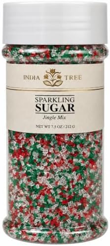 India Tree Holiday Blend Sparkling Sugar, Red Green White Sugar, 7.5 oz Jar by IndiaTree