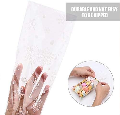 CCINEE Snowflake Treat Bag,Christmas Cellophane Bag with Twist Ties Candy Cookie Bags for Party Supplies,120PCS - Image 4