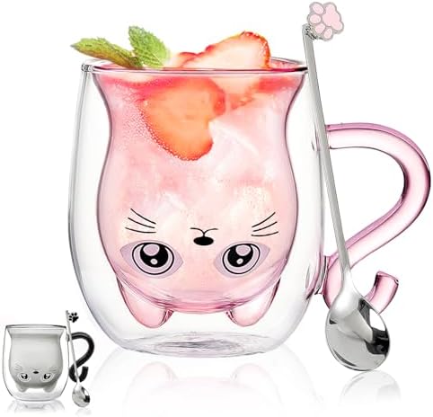 Binoster Gift Woman Birthday Cup Cat Coffee Cup Double Walled Cup A The Mug Cat Gift Mom Dad Mistress Friend Wife Idea Gift Idea Mother's Day Father's Day Valentine's Day Christmas Halloween Woman by WELOCMETOBINOSTER