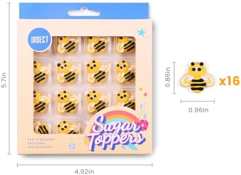 Edible Bees Cake Decorations, 16 pcs Bee Cake Decorations, Edible Bee for Cupcakes, Ice Cream, Waffles, Cookies, Cake, Macaron - Image 5
