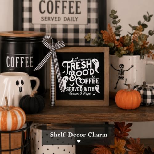Halloween Coffee Bar Decor Freshly Booed Coffee Sign Table Home - Image 4