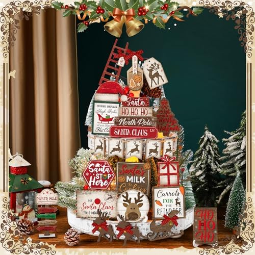 CroBlissful 23 Pcs Christmas Tiered Tray Decor Set, Christmas Table Decor - Image 6