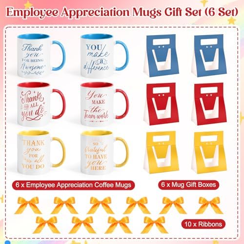 LemonRoad 6 Set Employee Appreciation Gifts 12 oz Thank You Mug and Mug Box - Image 2
