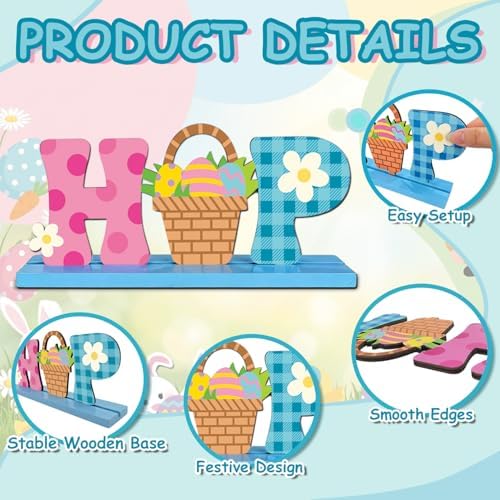 3Pcs Fall Decorations, Wooden Table Decor for Thanksgiving (Happy Easter) - Image 3