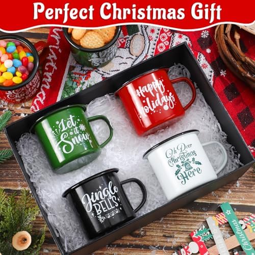 Christmas Enamel Mug Set of 12, 12 oz Hot Cocoa Mugs Mini Christmas Coffee Mugs Bulk with Quotes Novelty Holiday Hot Chocolate Mug Set Stocking Stuffer Gift for Kids Women Friends Coworkers Family - Image 6