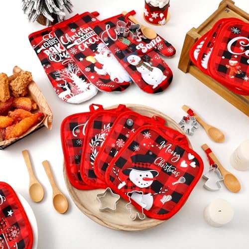 Qinyoung 48 Pcs Christmas Kitchen Oven Mitts Pot Holders, Christmas Plaid - Image 2