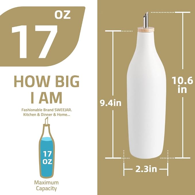 Sweejar Matte Ceramic Olive Oil Dispenser Bottle - Image 5