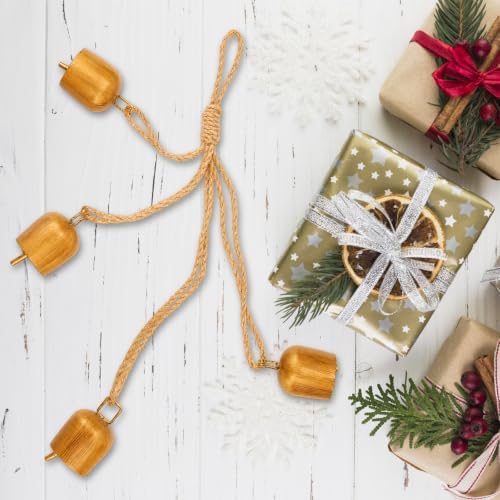 Christmas Bells for Decoration, Vintage Gold Bells with Jute Hanging Rope - Image 5