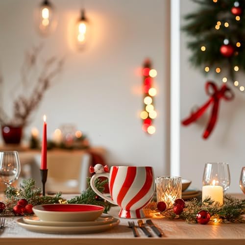 Christmas Mugs Ceramic Candy Shape Cute Coffee Mug Unique Holiday Mug with Handle Hot Cocoa Cup Perfect for Tea & Coffee Lovers, Gifts for Family Friend or Children Dishwasher Safe(12 OZ) - Image 6